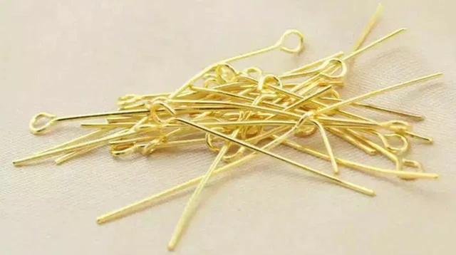 100 PIEZAS 30 mm Calidad Cabeza para Ojos Aguja/Alfileres Aleación de Color Dorado
