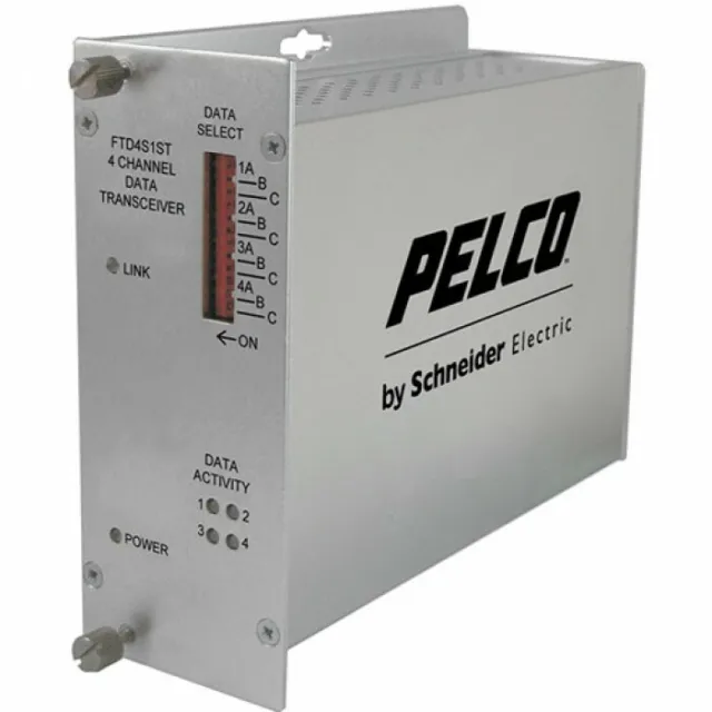 Pelco FTD4S1ST 4 Channel ST Fiber Transmitter Bidirectional Data, Single Mode