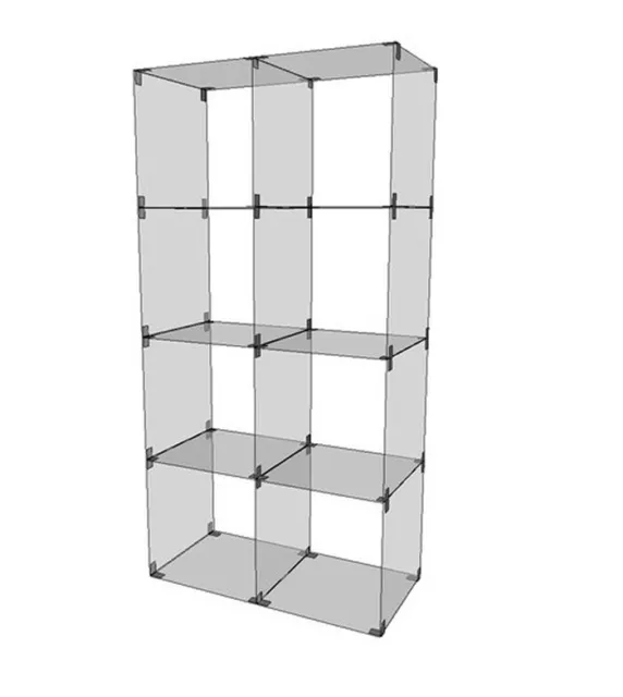 Glassteckvitrine 125 x 63 cm DIY Würfelregal Vitrine Vitrine Regal Steckvitrine