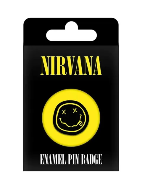 Nirvana Badge Smiley Enamel Pin Yellow