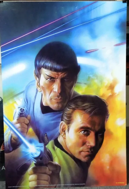 1999 STAR TREK Kirk & Spock TSUNEO SANDA Fan Club Poster #651/2000 COMMUNICATOR