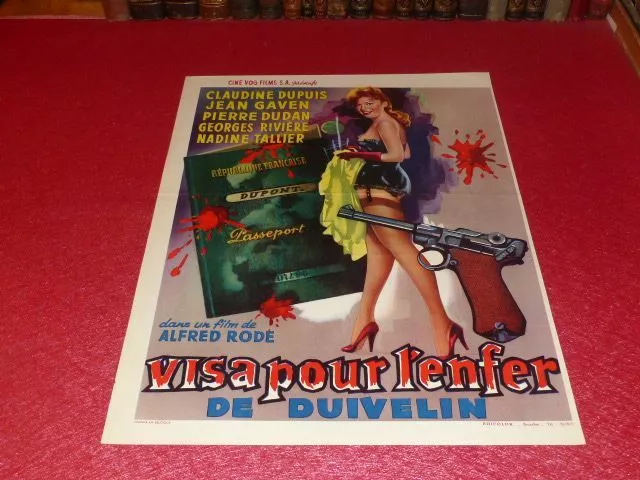 Cinema Cartel Original Belga - Visa Para INFIERNO Claudine Dupuis Gaven 1959