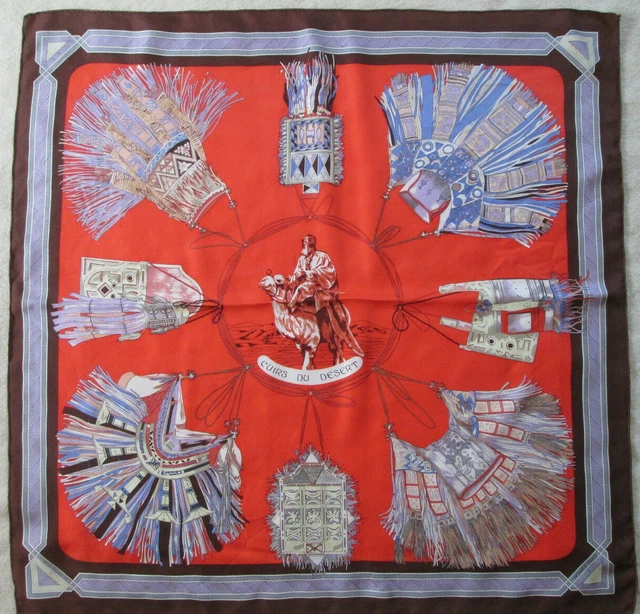 Foulard HERMÈS "Cuivreries" En Soie - Vintage, 1ère édition, Couleur Bleu - Occasion état TBEG