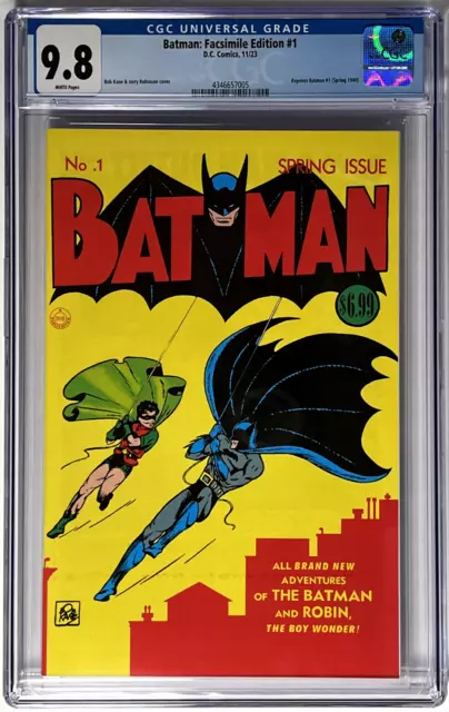Batman #1 Cgc 9.8 Nm/M Facsimile Edition Bob Kane Dc Comics