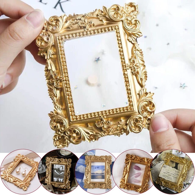 2Pcs Small Photo Frame Picture Frames Vintage Miniture Home Jewelry Decoration
