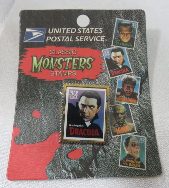 Collectible DRACULA United States Postal Service Stamp Monster Pin