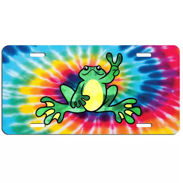 Peace frog tie dye aluminum license plate car truck SUV tag
