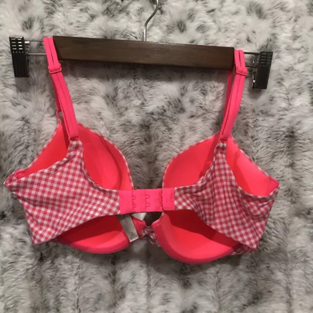 Victoria's Secret PINK Demi Bra 34DD Pink/White Checkered Color 2