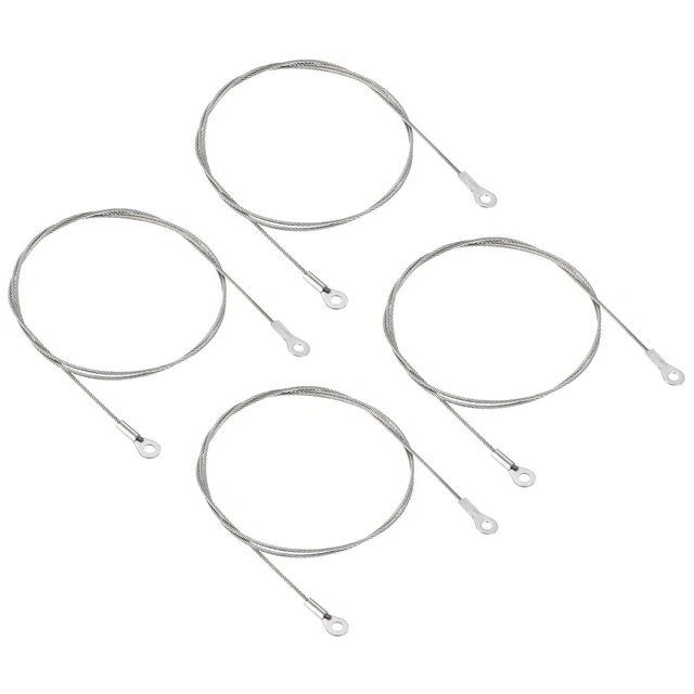 4Pcs 1.5mmx80cm Steel Security Cable 4mm ID Eyelets Ended Safety Wire Rope
