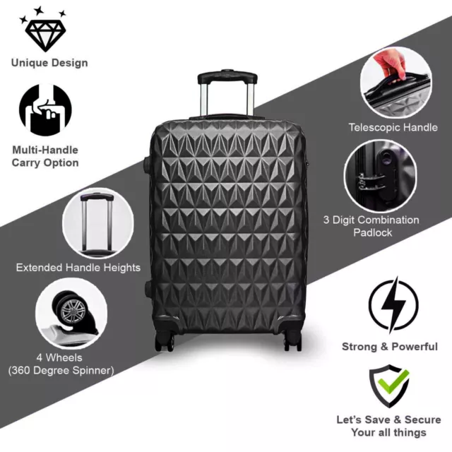 Hard Shell PC+ABS Cabin Suitcase 4 Wheel Travel Luggage Trolley Lightweight Case
