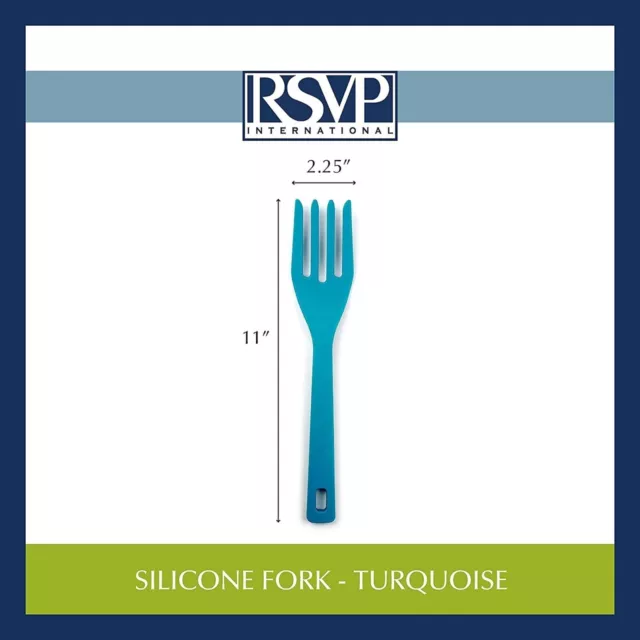 RSVP International Silicone Fork, Turquoise 11"