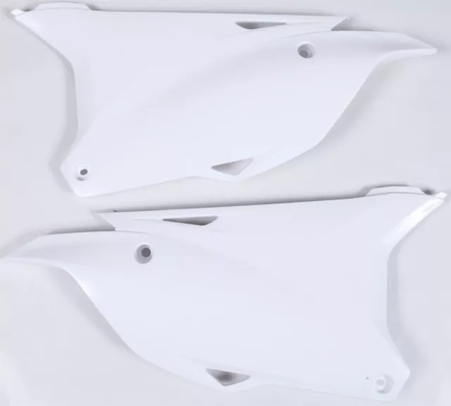 Polisport Side Number Plates Panels Plastic White Fits Kawasaki Kx85 Kx100