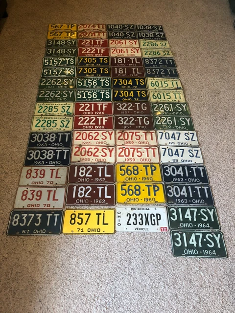 VINTAGE 29 SETS pairs Ohio License Plate Pair Antique Auto 1950's 1960