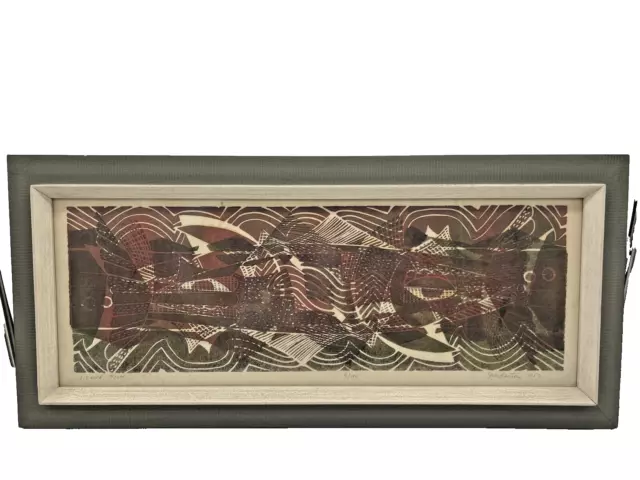 Signed John Murray Barton 1957 I Love Fish Woodcut 9/100 Abstract Framed Sheet