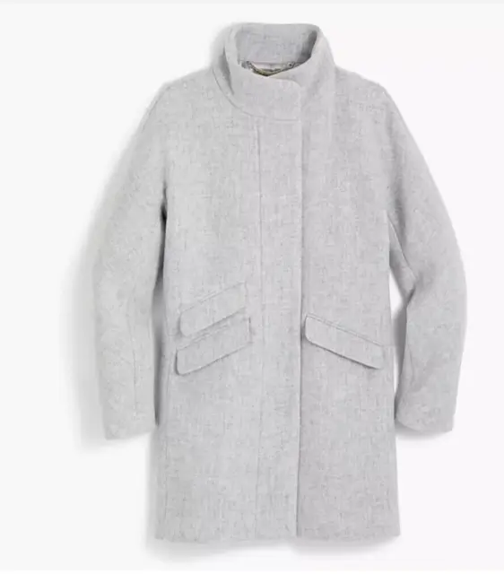 NEW J.Crew $350 Cocoon Coat Italian Wool Size 8 Heather Dusk Gray NWT