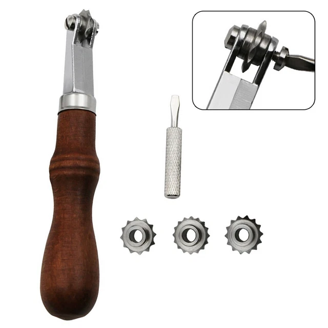 Tomotato Lot De 10 Poinçons à Gratter Avec Manche En Bois, Poinçon En Acier Inoxydable, Poinçon à Gratter Pour Le Cuir, Poinçonnage Pour Bricolage