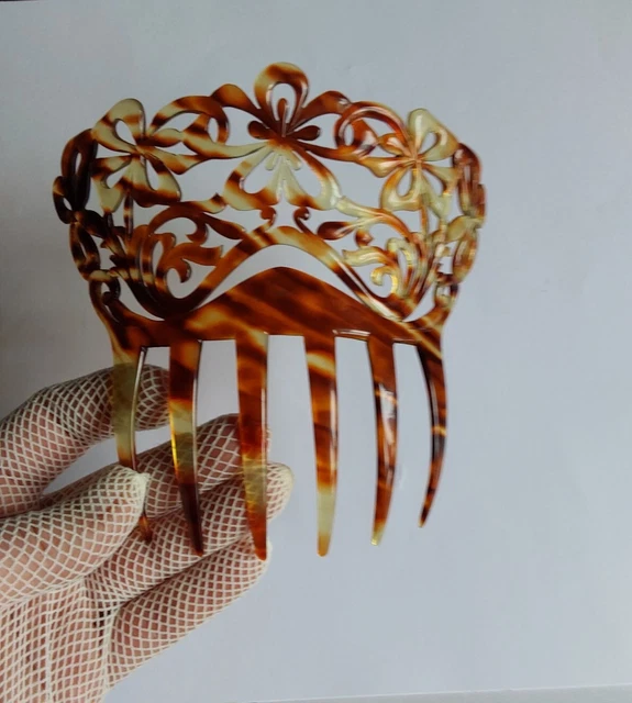 Peigne à Chignon Ancien N°2 - Vintage Marron - Très Bon état - Femme
