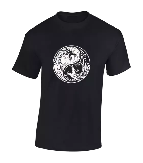 Dragons Yin Yang Mens T Shirt Cool Japan Vintage Japanese Symbol Ancient Top