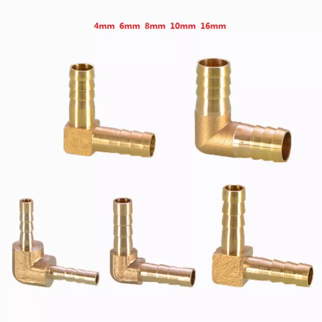 90° Elbow Brass Barbed Hose Splitter Connector Fuel Pipe Gas Tubing Joiner4-16mm