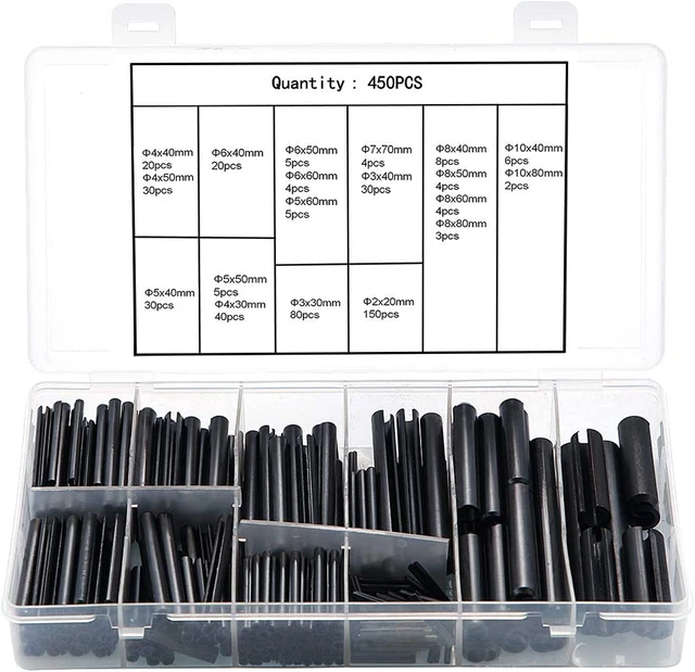 Set assortimento spille a molla scanalate kit tensione tassello molla divisa in acciaio