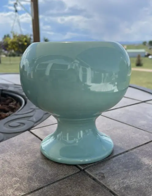 Vintage Haeger Pottery pedastal Vase Planter  Blue Green 5"