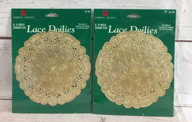 Vintage Paper Doilies Lace Gold Foil American Greetings Lot of 2 NEW Old Stk USA