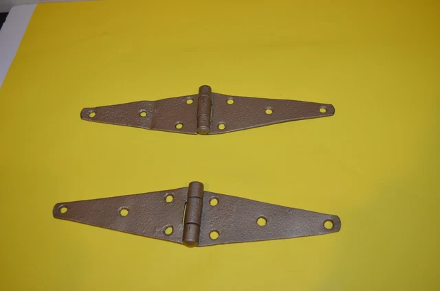 Antique Vintage Rustic Primitive Metal 12" Barn Door Strap Hinges Gold