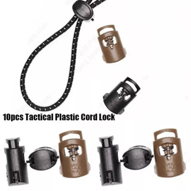 10pcs Black Brown Tactical Cord Lock Accessories Toggle Clip  Outdoor Tool