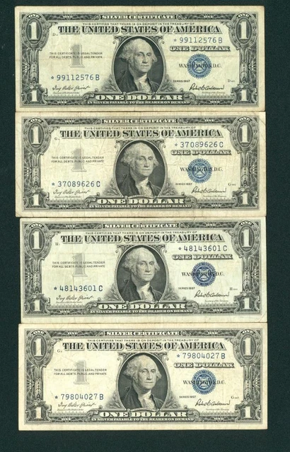 **STAR** (( FOUR NOTES ))  $1 1957 Silver Certificates DAILY CURRENCY AUCTIONS