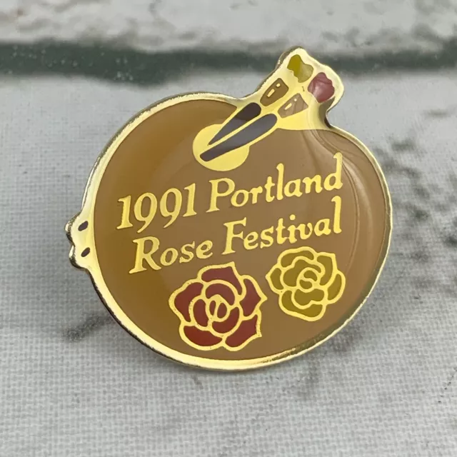 1991 Portland Rose Festival Lapel Pin Vintage Retro Art