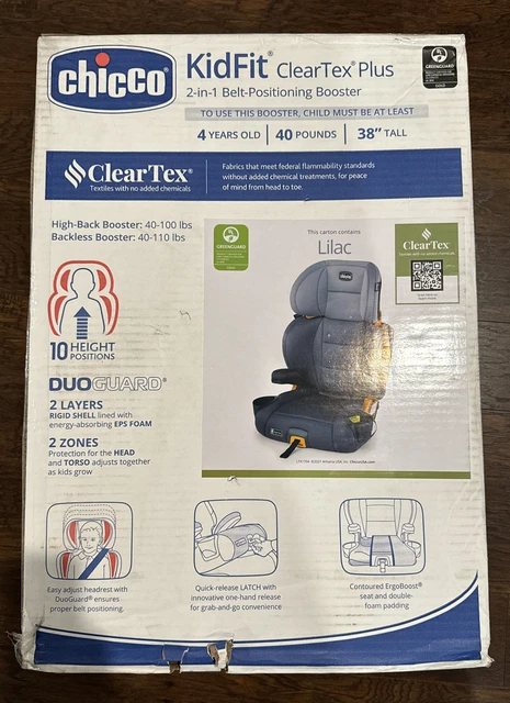 Chicco KidFit 07079627350070 ClearTex Plus 2-in1 Booster Car Seat Exp 10/30 New
