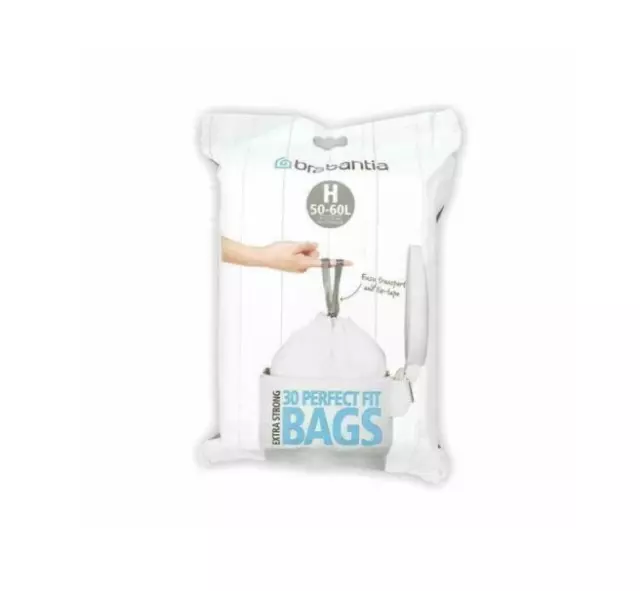 Brabantia Bin Liners - Size H - 50-60L - Pack of 30 Perfect Fit Bags *FREE POST*