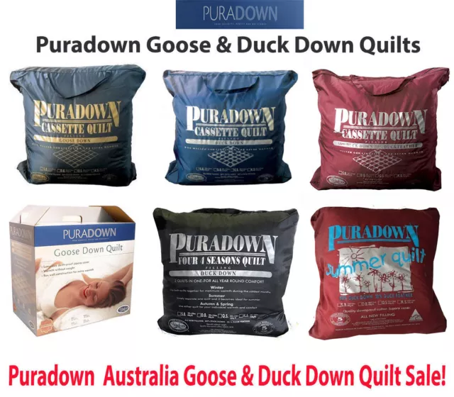 Puradown Australia White Goose Down & Duck Down Range Doona| Duvet| Quilt