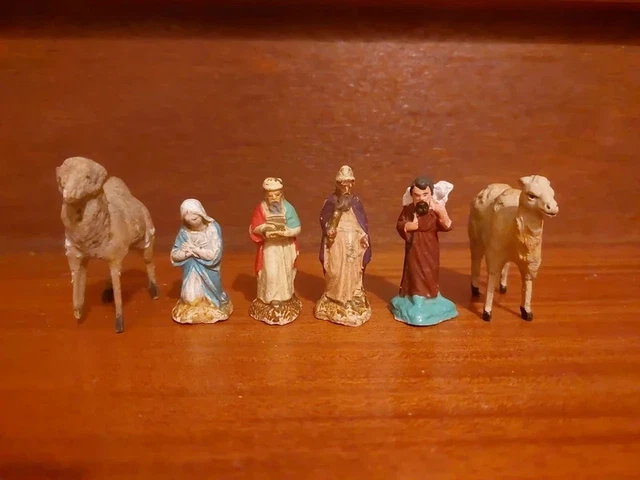 Lot De 8 Santons De Crèche Anciens – Fait Main, Style Devineau, Hauteurs Variées