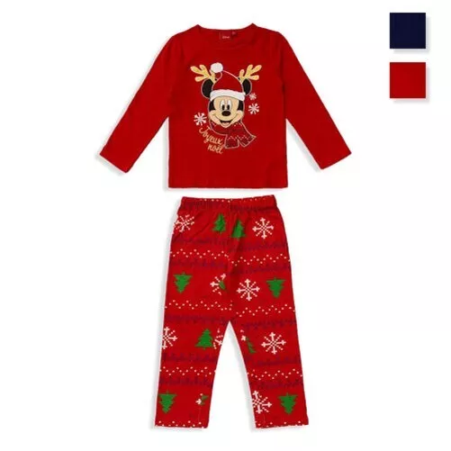 Pyjamas Noël Disney Mickey Souris Long Coton Manches Longues Enfant 5573
