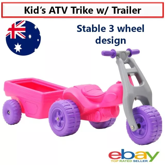 Kids Ride On Trike Bike 3 Wheel with Trailer Toddler Preschool Indoor Outdoor