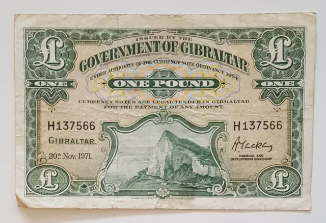 Banknote Government of Gibraltar One Pound 1971 Sammler Geldschein