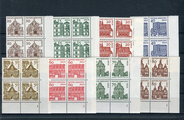 Berlin 242 - 249 Kleine Bauwerke Eckrand Viererblock Satz postfrisch (G2296)