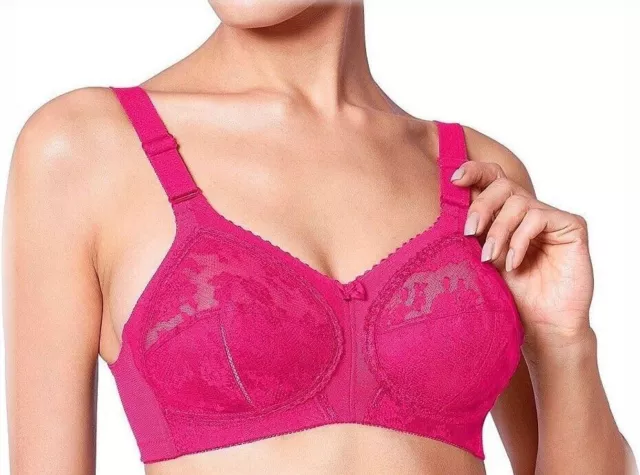 Triumph DOREEN Bra 34B Bright Pink 6653 Rose Non Wired Full Cup Floral Lace