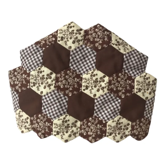 Vintage 1970's Brown Patchwork Tea Cosy Floral Gingham Country Cottage Decor