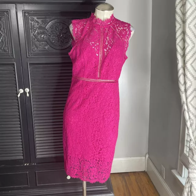 Bardot fuchsia lace sleeveless Sheath Dress Womens Size 8 M