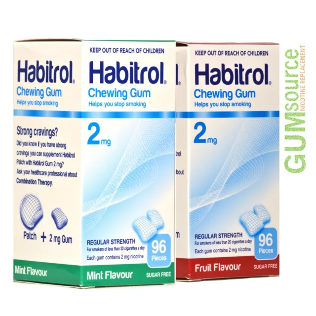 Habitrol 2mg Combo MINT & FRUIT  4 boxes 384 pieces Nicotine Quit Smoking Gum