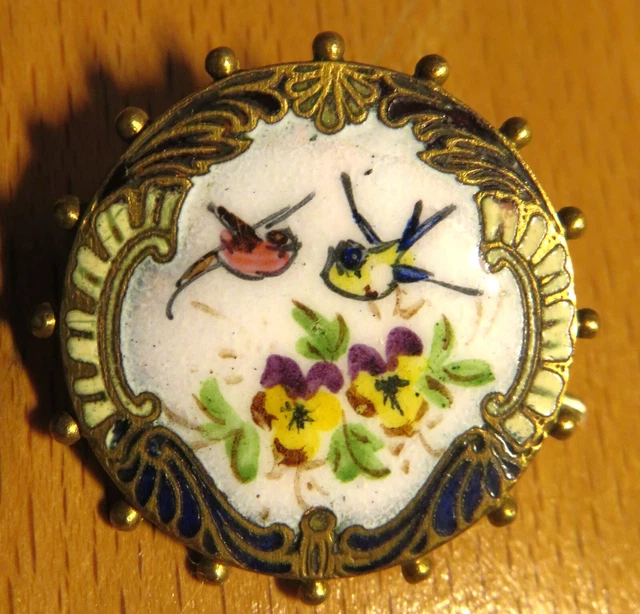 Broche émaillée en Or jaune et perle - 58 Facettes