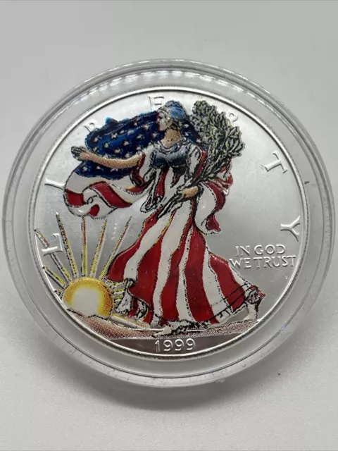 1999 Walking Liberty Colorized American Eagle 1oz fine silver US Dollar