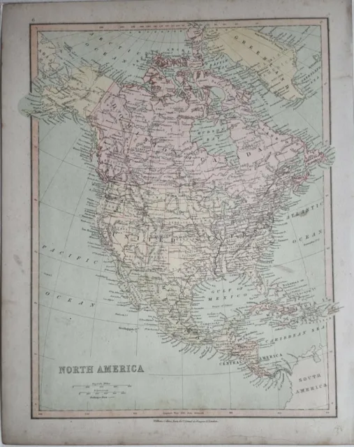 1878 Antique Map North America United States Dominion Of Canada Mexico Alaska