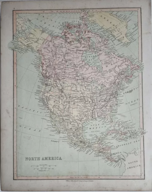 1878 Antique Map North America United States Dominion Of Canada Mexico Alaska
