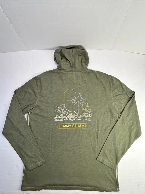 NWOT Tommy Bahama Ocean Palm Tree Embroidered Hoodie Pullover Green Mens Large