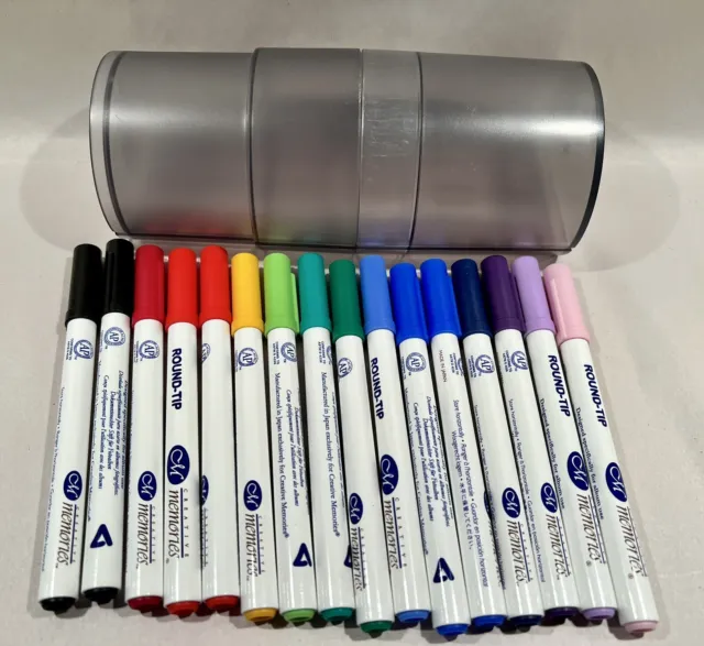 Creative Memories Mini Journaling Mate Case & 16 Colored Pens Round Tip