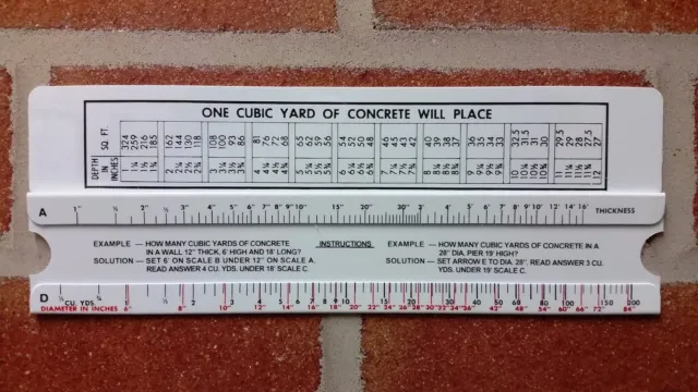 Concrete Slide Ruler 200 Yard Volume Calculator Slide Rule MADE IN USA!!!! 2