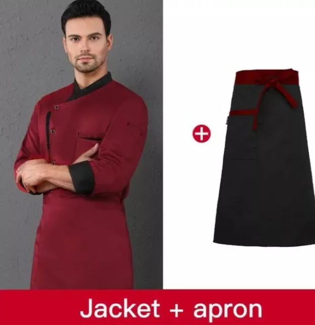 Veste Cuisine manche longue avec  tablier  pour travail de restauration